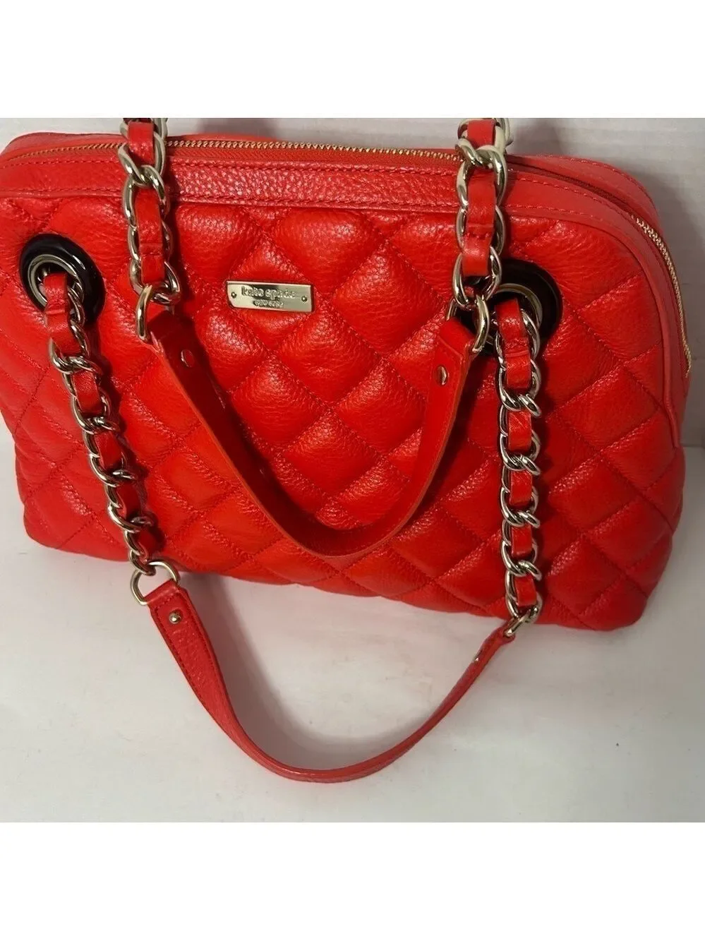Kate Spade Georgina Gold Coast Maraschino Cherry Red Quilted Leather Bag Purse
